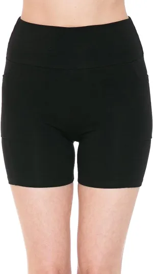 Women's High Waist Side Pockets 3.75" Inseam Bike Shorts