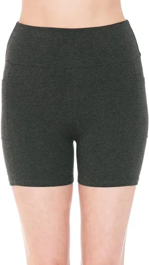 Women's High Waist Side Pockets 3.75" Inseam Bike Shorts