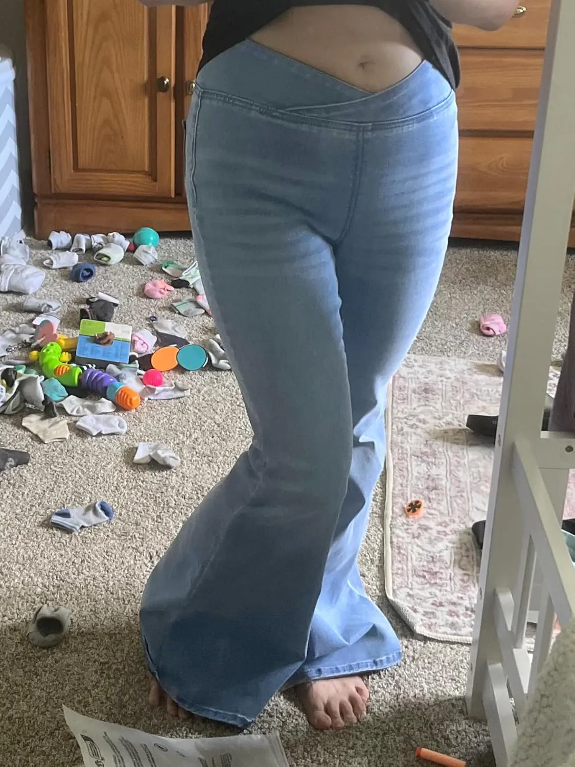Women's High Waisted Bell Bottom Bootcut Jeans Flare Jeans Stretch Pants in Petite, Midsize, Plus Size
