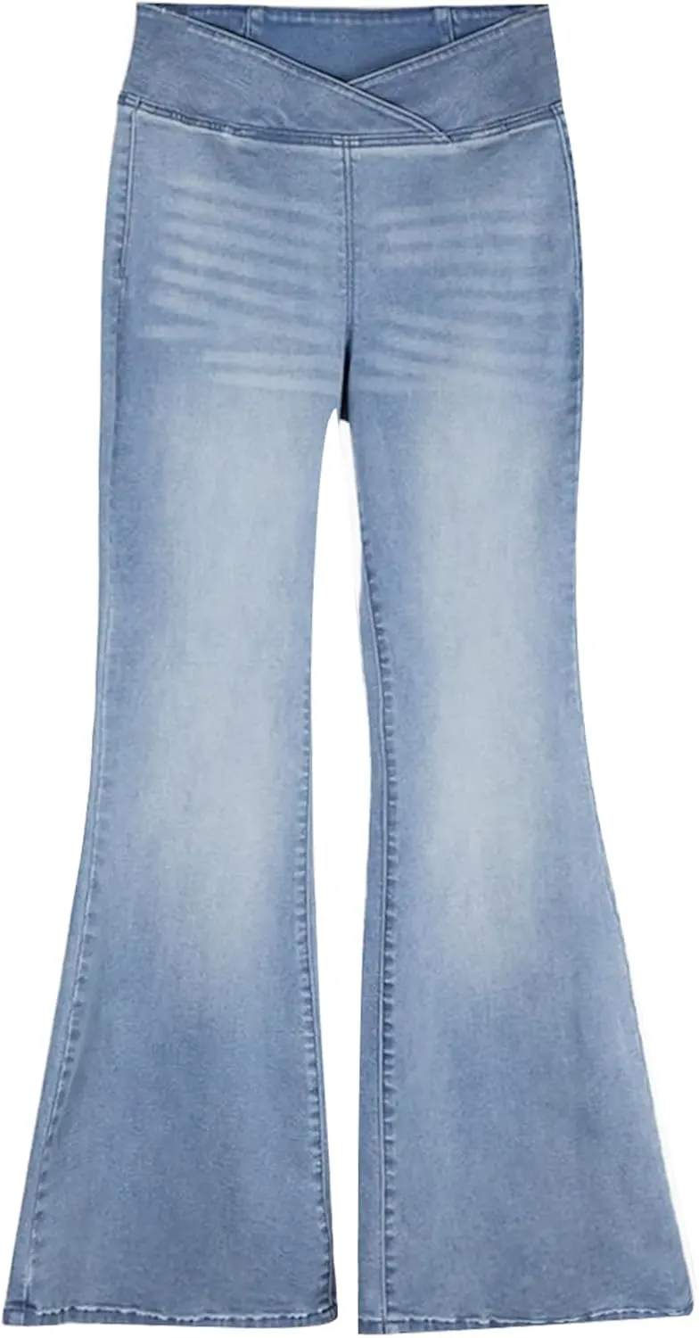 Women's High Waisted Bell Bottom Bootcut Jeans Flare Jeans Stretch Pants in Petite, Midsize, Plus Size