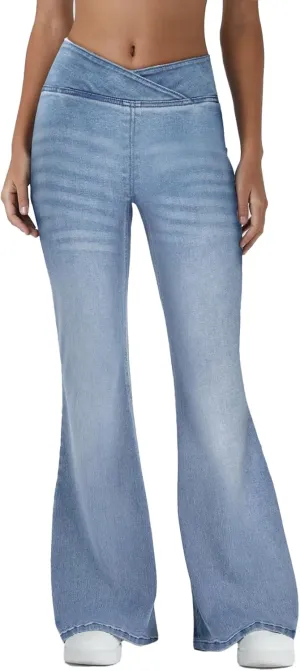 Women's High Waisted Bell Bottom Bootcut Jeans Flare Jeans Stretch Pants in Petite, Midsize, Plus Size