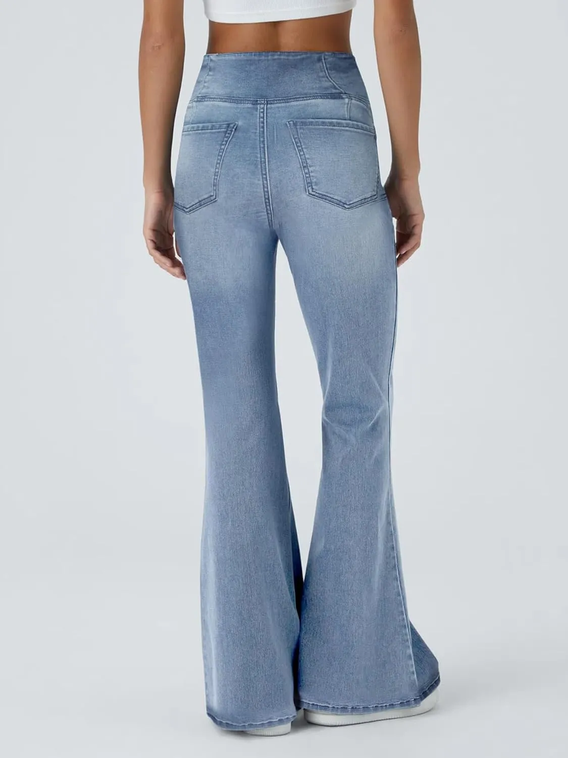 Women's High Waisted Bell Bottom Bootcut Jeans Flare Jeans Stretch Pants in Petite, Midsize, Plus Size