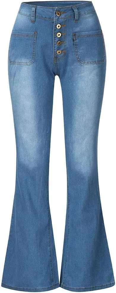 Womens High Waisted Jeans Flare Stretch Boyfriend Bootcut Casual Denim Pants Butt Lifting Slim Fit Trendy Trousers
