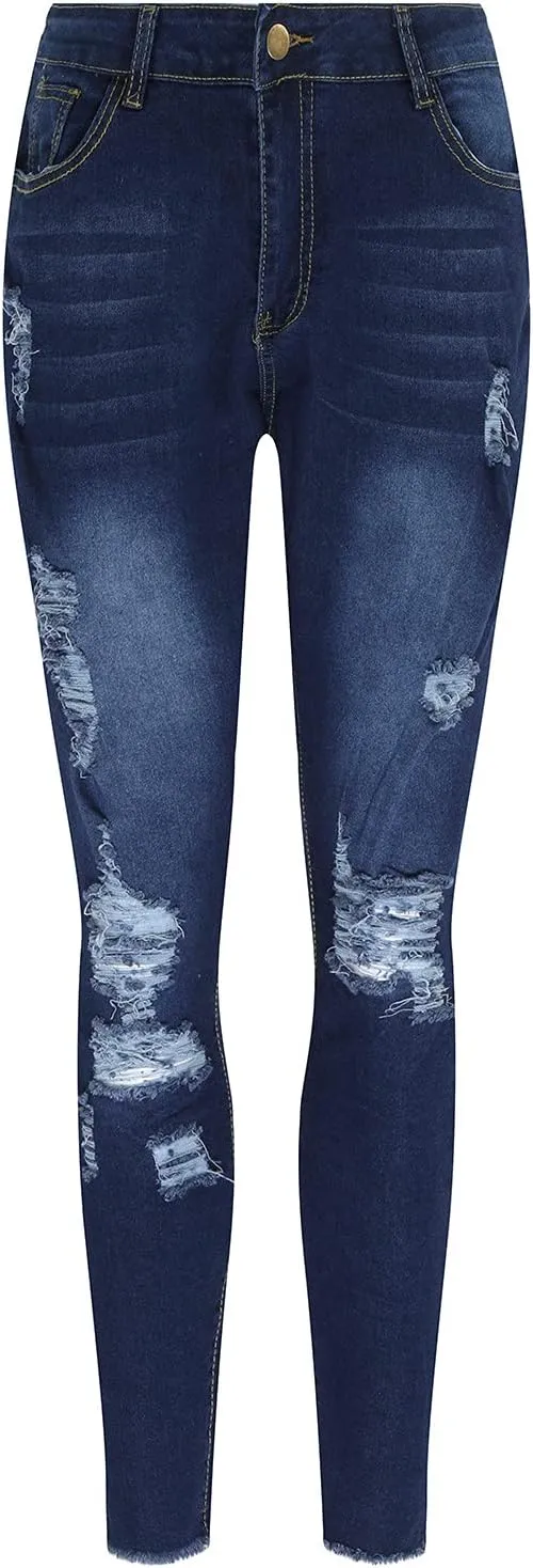 Womens High Waisted Jeans for Women Distressed Ripped Jeans Slim Fit Butt Lifting Fashion Skinny Stretchy Denim Pants