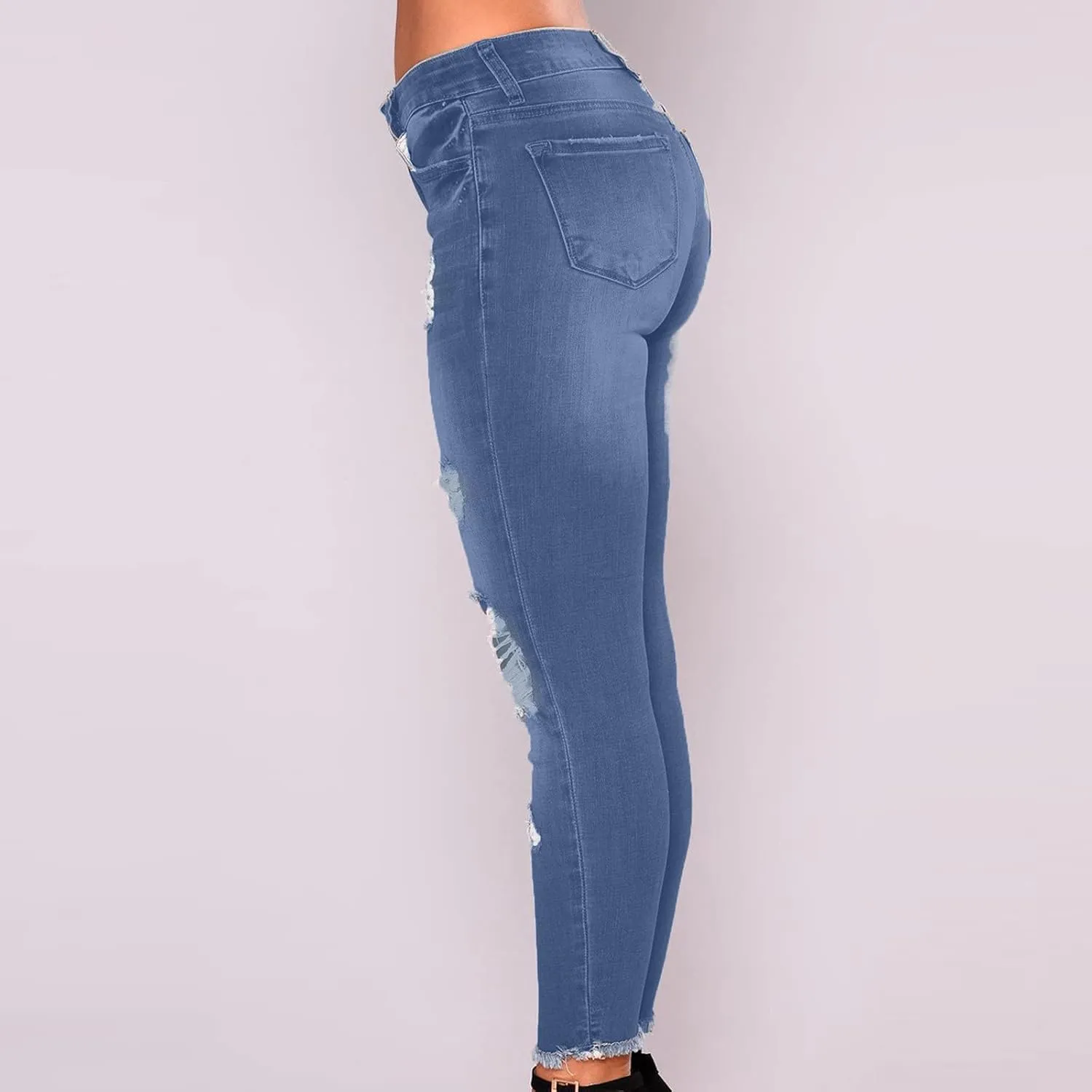 Womens High Waisted Jeans for Women Distressed Ripped Jeans Slim Fit Butt Lifting Fashion Skinny Stretchy Denim Pants
