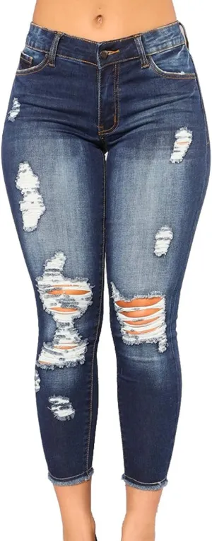 Womens High Waisted Jeans for Women Distressed Ripped Jeans Slim Fit Butt Lifting Fashion Skinny Stretchy Denim Pants