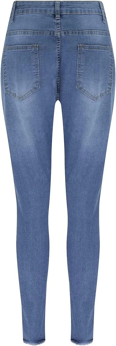 Womens High Waisted Jeans for Women Distressed Ripped Jeans Slim Fit Butt Lifting Fashion Skinny Stretchy Denim Pants