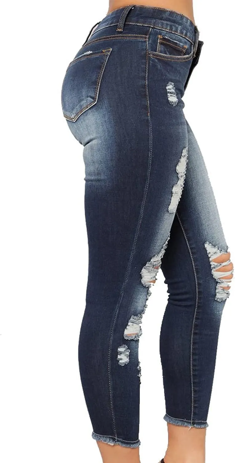Womens High Waisted Jeans for Women Distressed Ripped Jeans Slim Fit Butt Lifting Fashion Skinny Stretchy Denim Pants