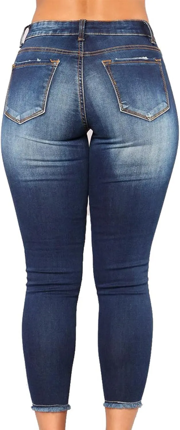 Womens High Waisted Jeans for Women Distressed Ripped Jeans Slim Fit Butt Lifting Fashion Skinny Stretchy Denim Pants