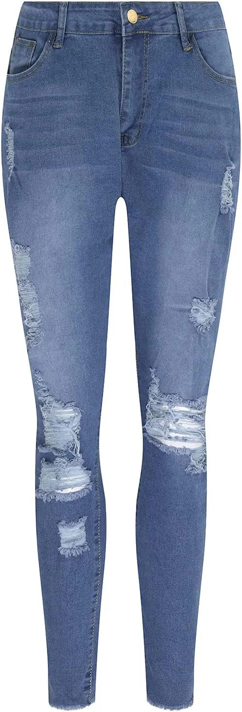 Womens High Waisted Jeans for Women Distressed Ripped Jeans Slim Fit Butt Lifting Fashion Skinny Stretchy Denim Pants