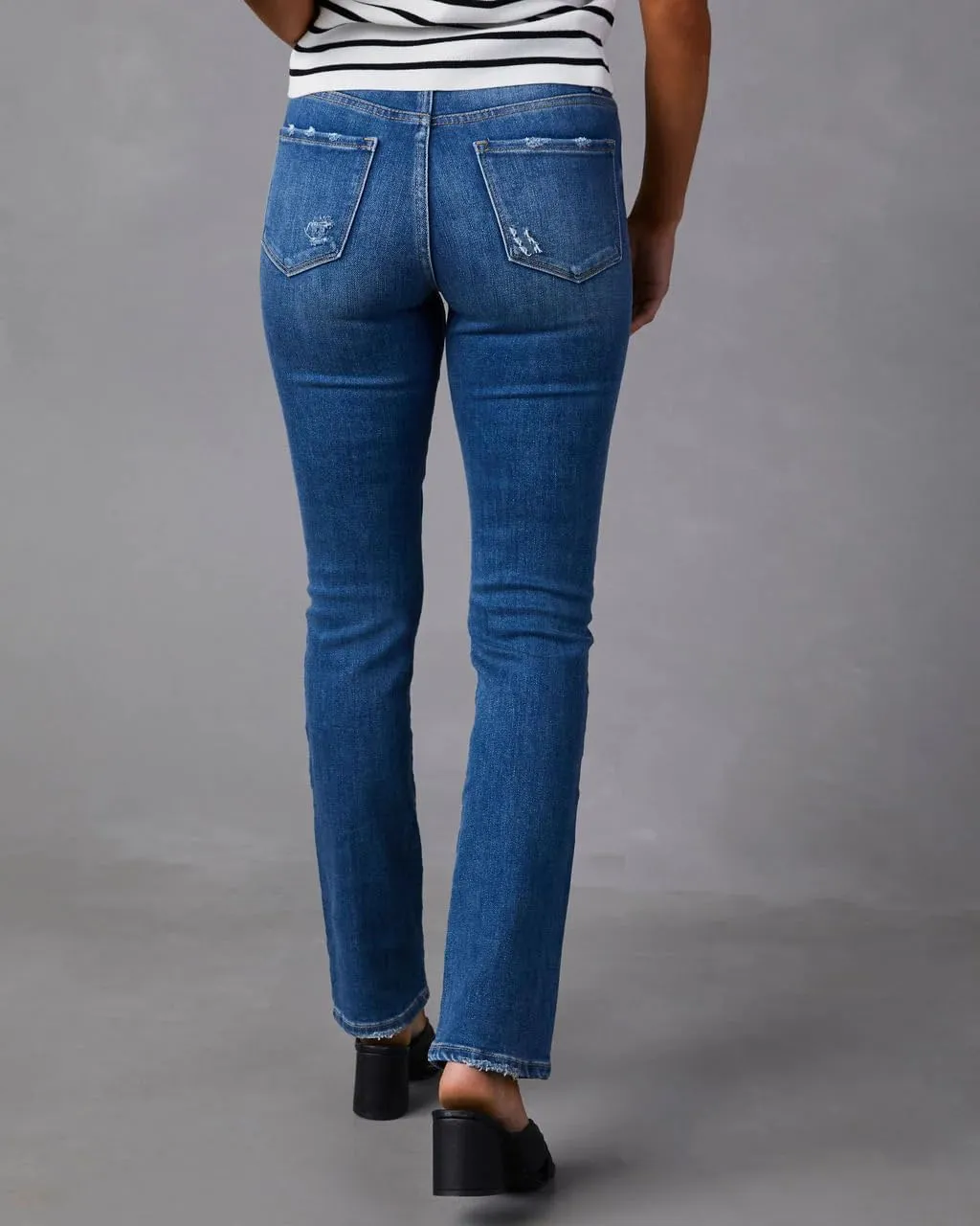 Women's High Waisted Stretchy Straight Leg Jeans Skinny Tummy Control Mom Jeans Y2k Slim Fit Denim Pants