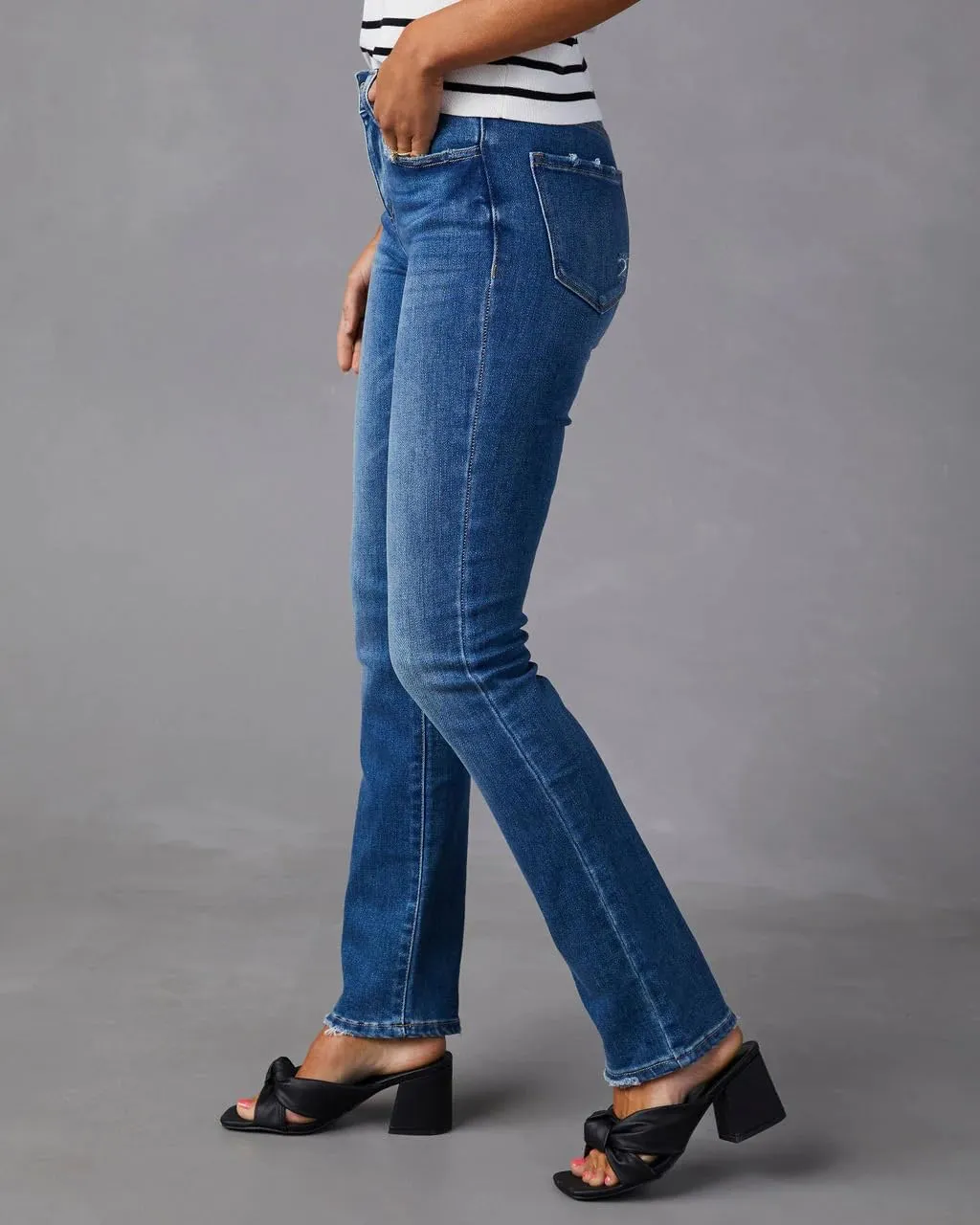 Women's High Waisted Stretchy Straight Leg Jeans Skinny Tummy Control Mom Jeans Y2k Slim Fit Denim Pants