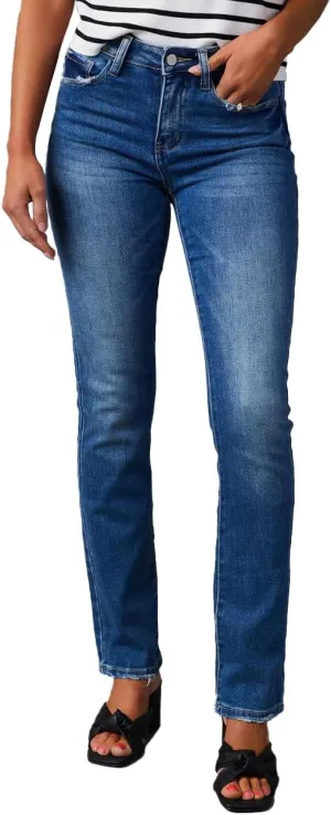 Women's High Waisted Stretchy Straight Leg Jeans Skinny Tummy Control Mom Jeans Y2k Slim Fit Denim Pants