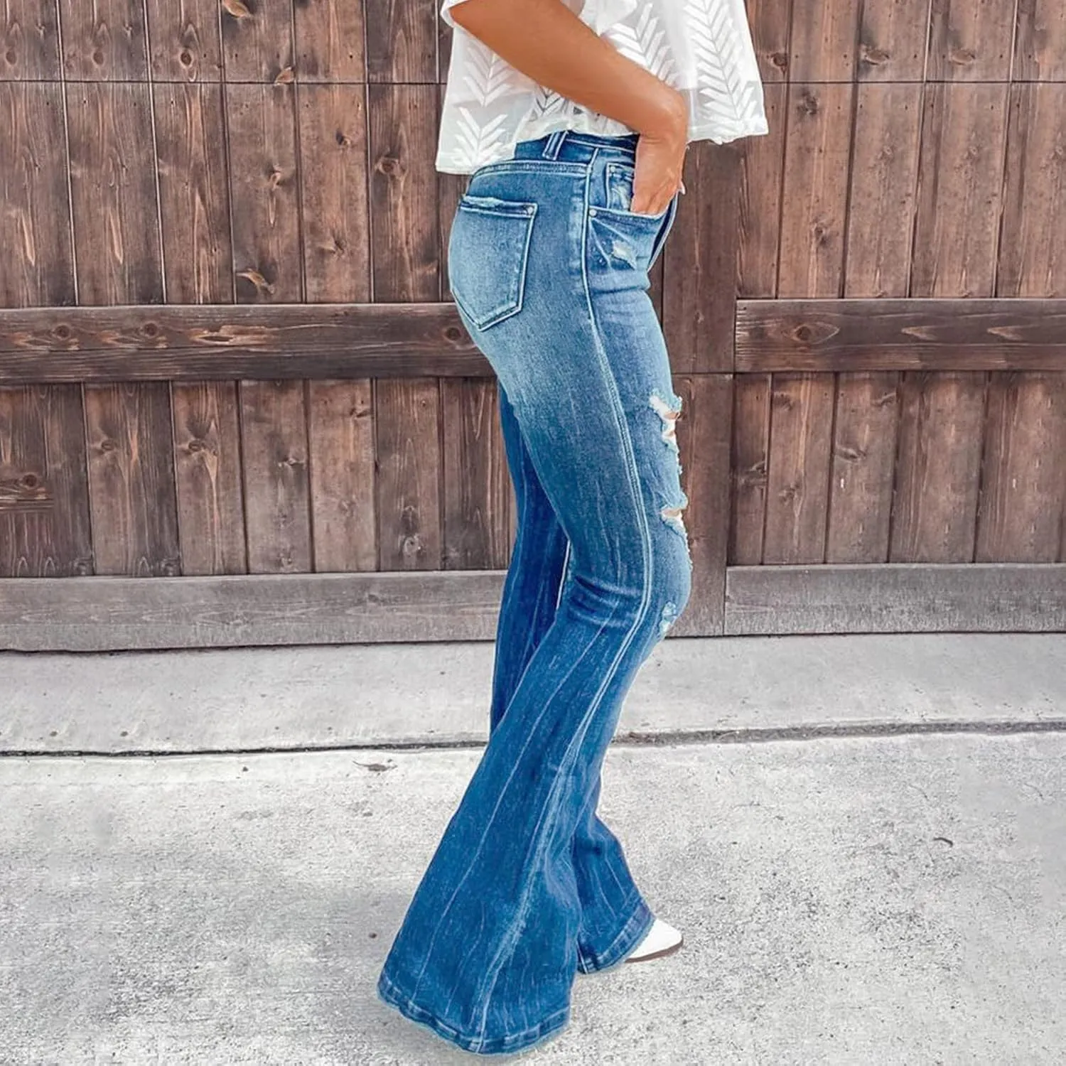 Womens Jeans Jeans Women's Juniors High Rise Denim Bell Bottom Flares Womens Jean Dress Pants
