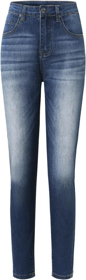 Women's Jeans Skinny High Waisted Stretchy Jeans with Pockets Slim Fit Denim Leggings for Women Tummy Control Dark Blue