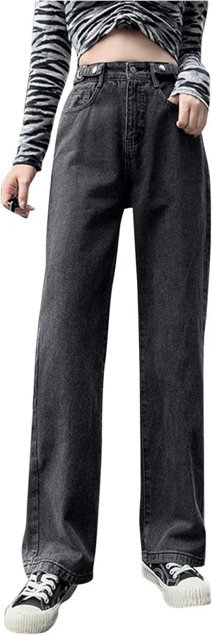 Womens Jeans Stretch Bootcut Y2K Fashion Boyfriend Jeans Skateboard Bell Bottom Harem Pants with Pockets