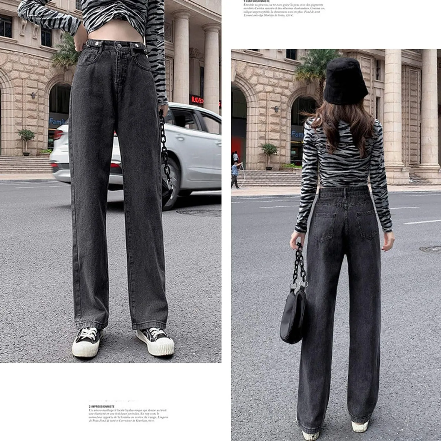 Womens Jeans Stretch Bootcut Y2K Fashion Boyfriend Jeans Skateboard Bell Bottom Harem Pants with Pockets