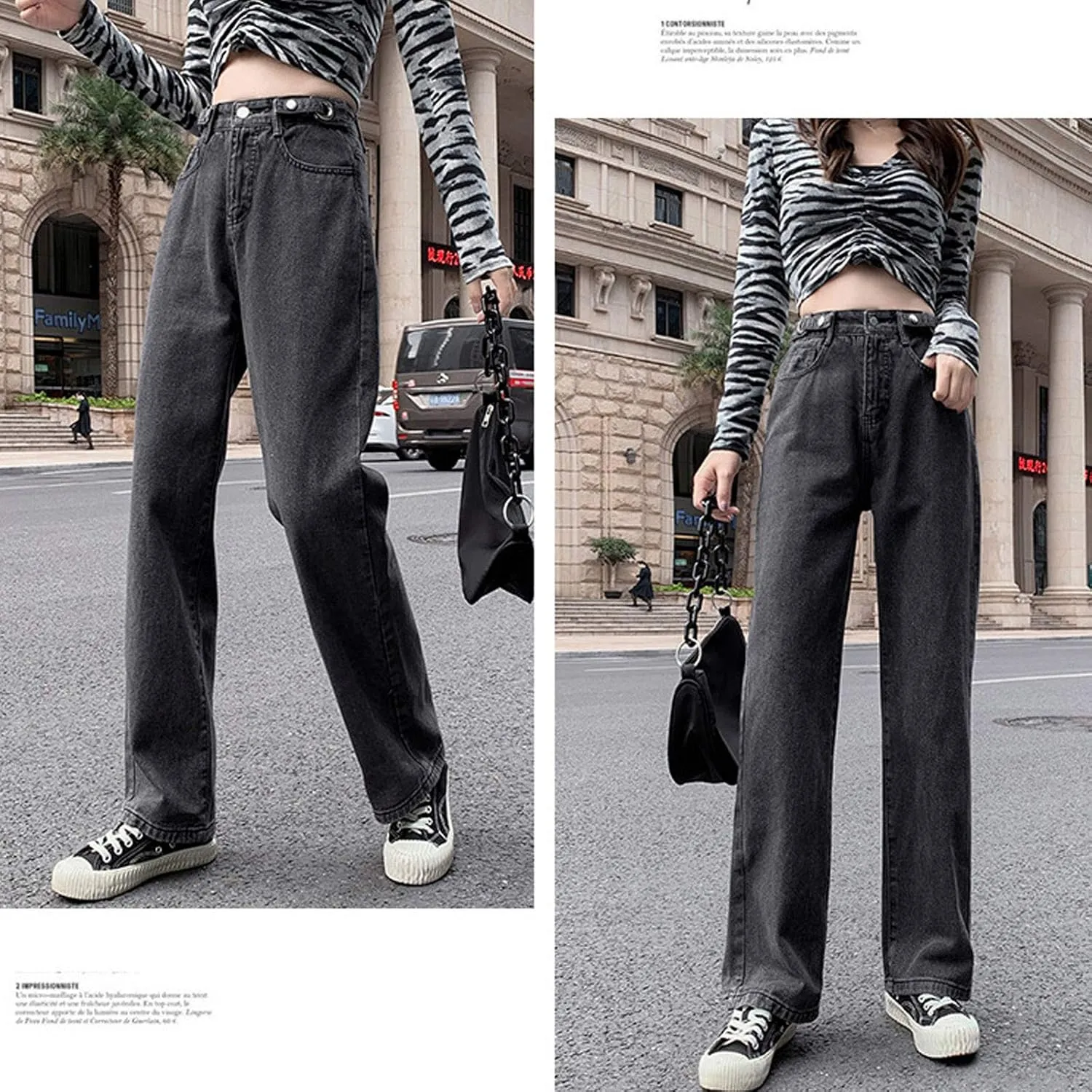 Womens Jeans Stretch Bootcut Y2K Fashion Boyfriend Jeans Skateboard Bell Bottom Harem Pants with Pockets