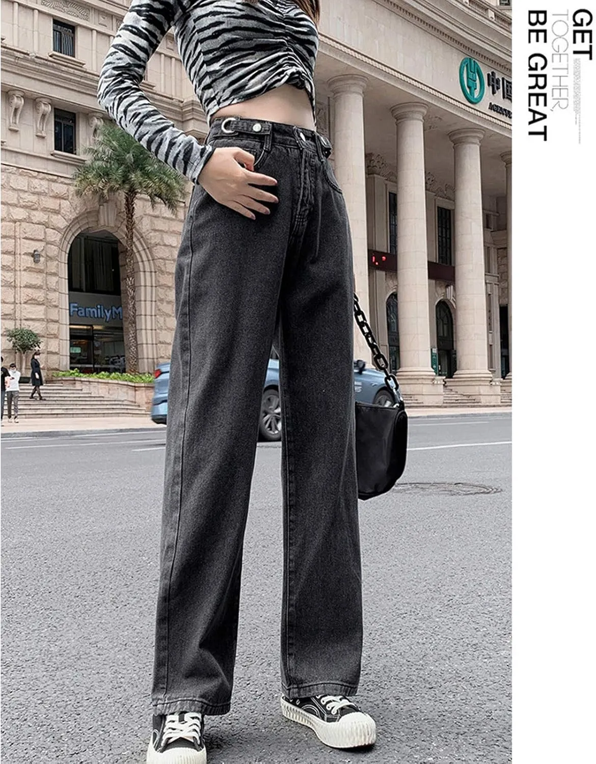 Womens Jeans Stretch Bootcut Y2K Fashion Boyfriend Jeans Skateboard Bell Bottom Harem Pants with Pockets