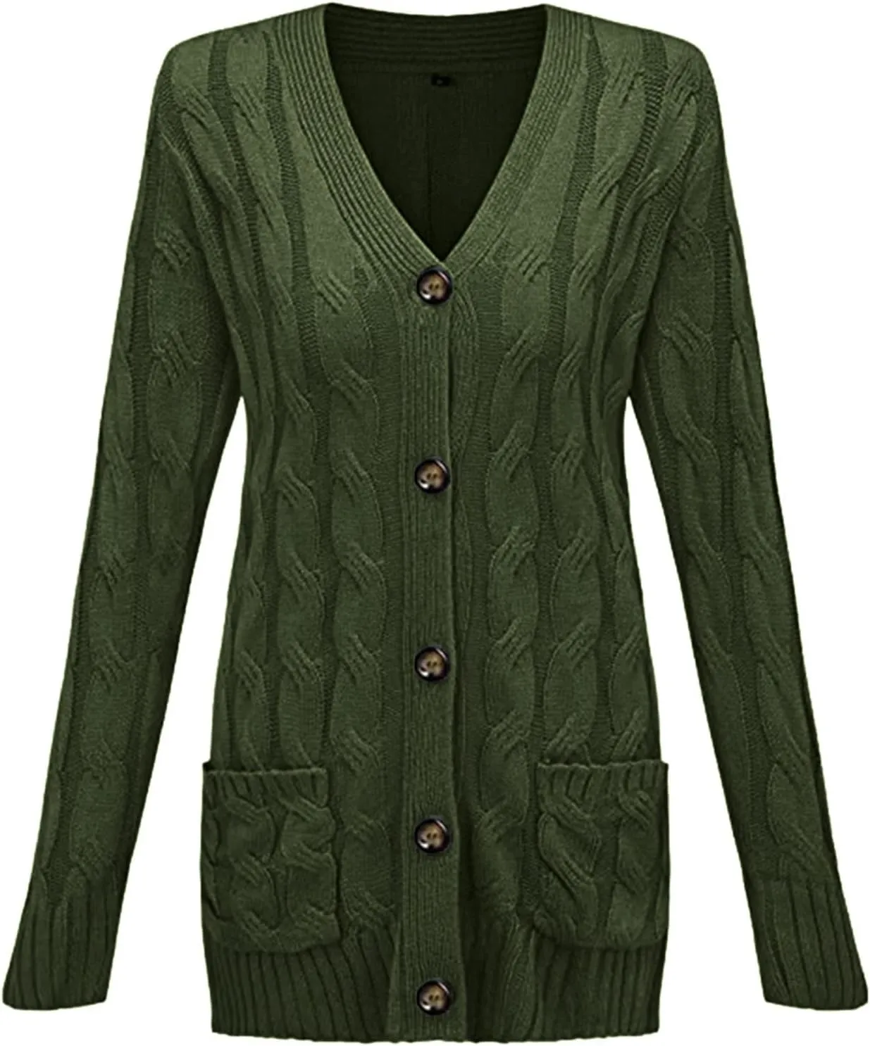 Womens Knit Cardigans Oversized Fall Open Front Button Down Cable Sweaters Loose V Neck Chunky Long Sleeve Outwear Coats