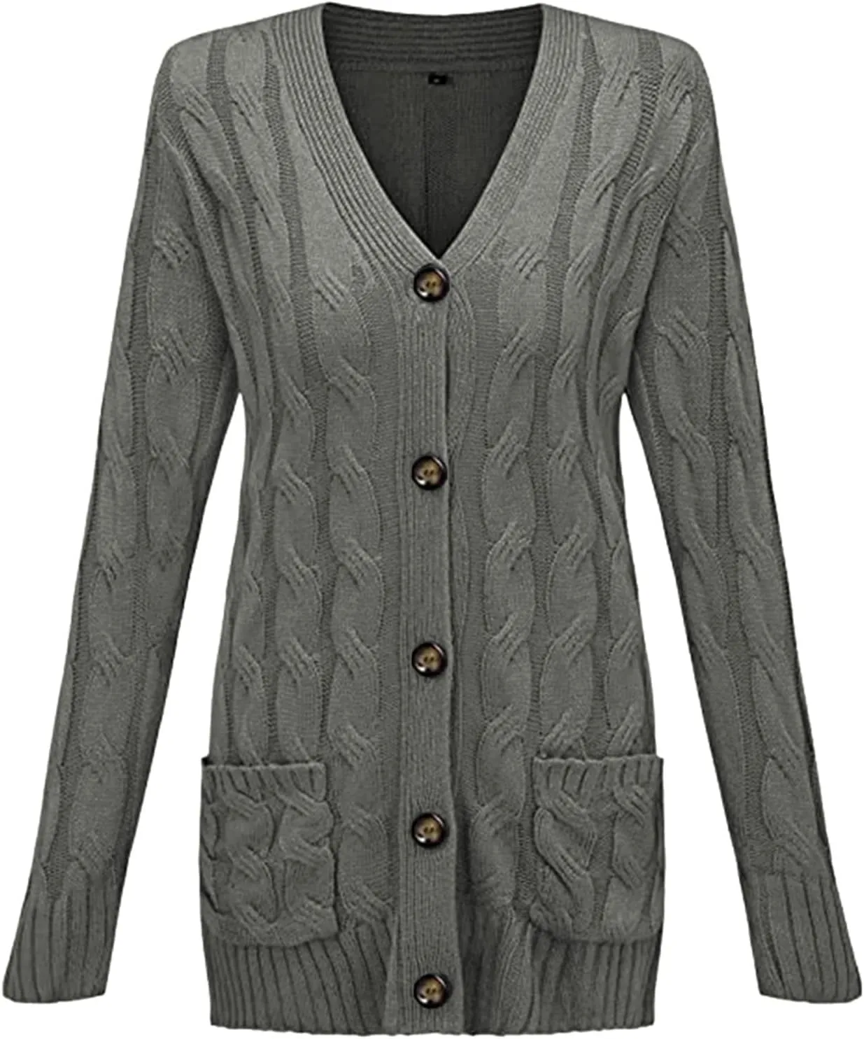 Womens Knit Cardigans Oversized Fall Open Front Button Down Cable Sweaters Loose V Neck Chunky Long Sleeve Outwear Coats