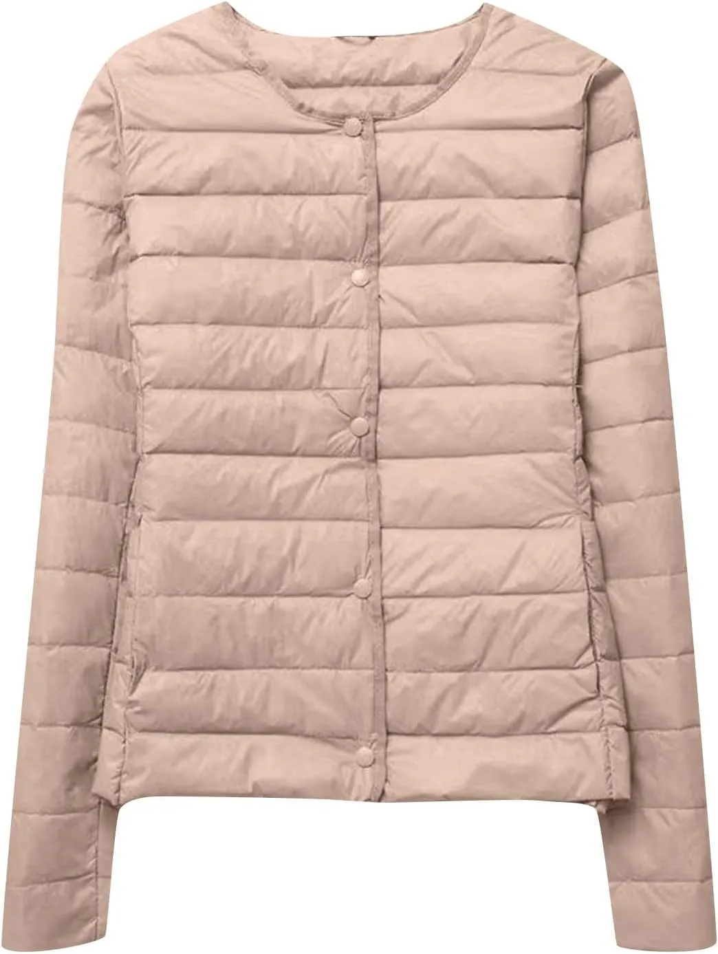 Women's Lightweight Puffer Jacket Winter Packable Quilted Padded Down Coat Plus Size Full Zip Outwear with Pockets