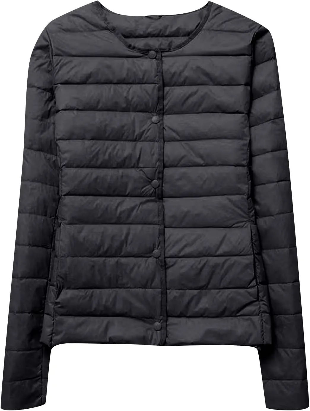 Women's Lightweight Puffer Jacket Winter Packable Quilted Padded Down Coat Plus Size Full Zip Outwear with Pockets
