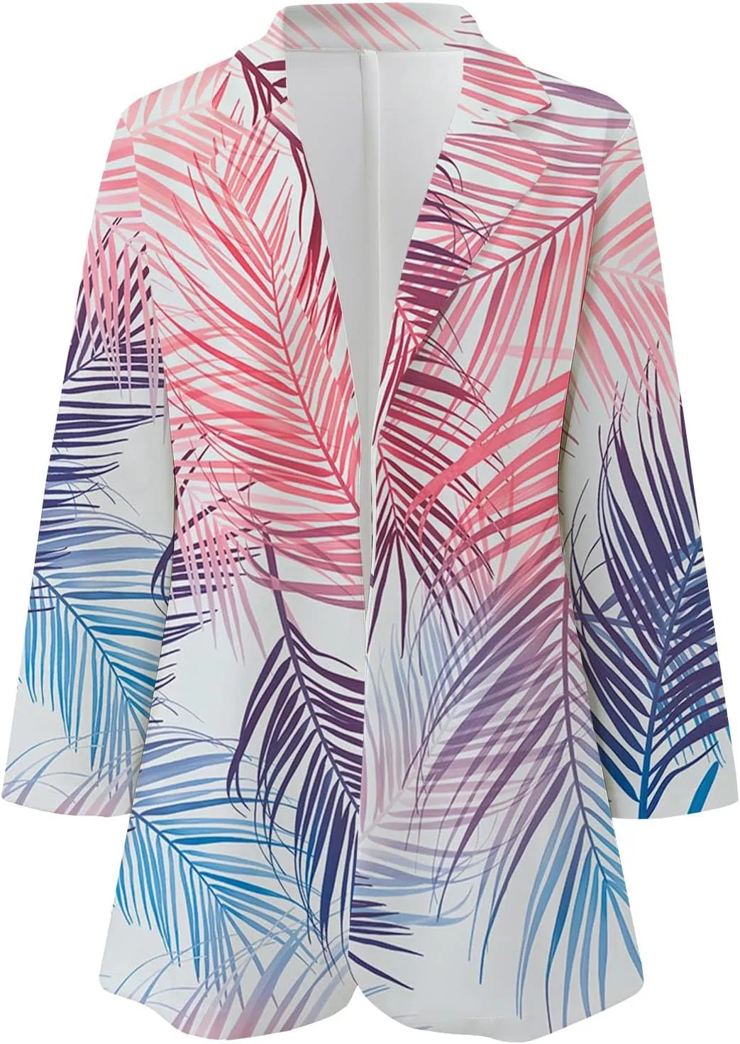 Women's Long Blazer Casual Printed Suit Sleeve Loose Comfortable Cardigan Coat Blazers for Work Casual