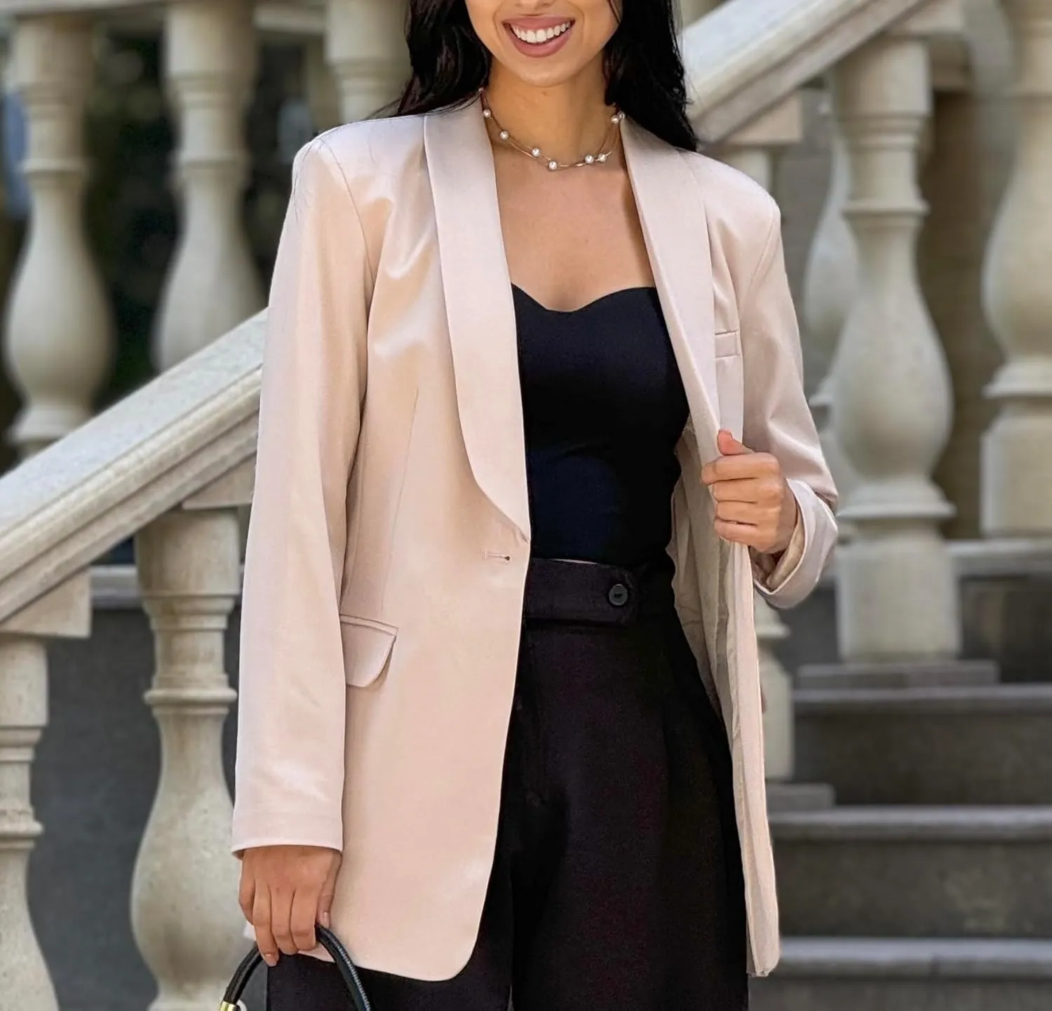 Womens Long Blazers for Work Slim Fit Jackets Casual Tailored Blazer for Women Business Office Lightweight Jacket