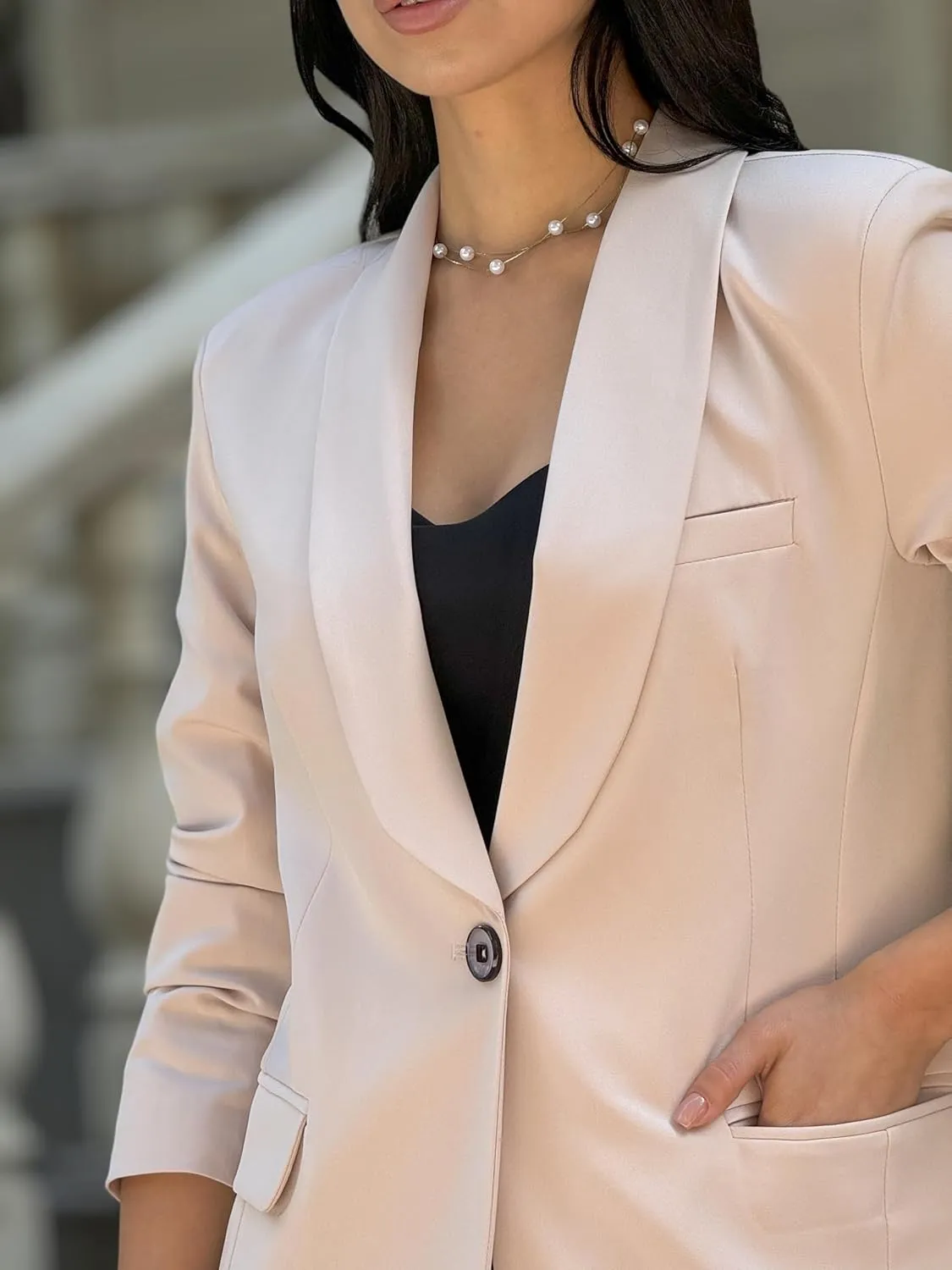Womens Long Blazers for Work Slim Fit Jackets Casual Tailored Blazer for Women Business Office Lightweight Jacket