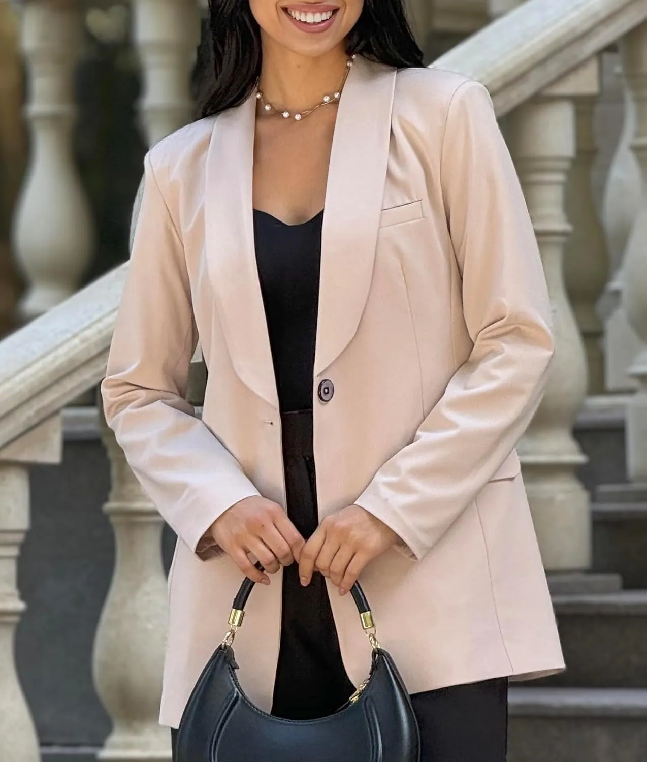 Womens Long Blazers for Work Slim Fit Jackets Casual Tailored Blazer for Women Business Office Lightweight Jacket