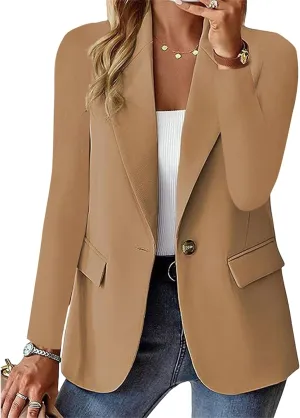 Women's Long Sleeve Casual Blazers Lapel Open Front Jackets Work Office Blazer Summer Lightweight Outwear with Pockets