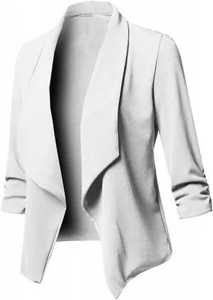 Womens Long Sleeve Crop Blazer Open Front Cardigan Autumn Stylish Solid Business Jacket Coat for Business woman