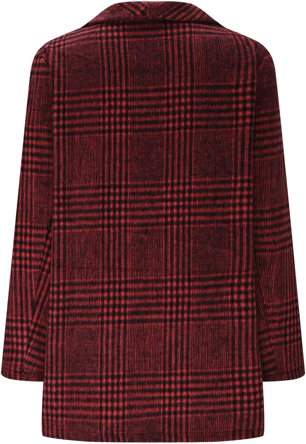 Womens Plaid Wool Coats Mid Length Long Sleeve Lapel Button Down Fleece Jacket Fall Winter Casual Fashion Outerwear