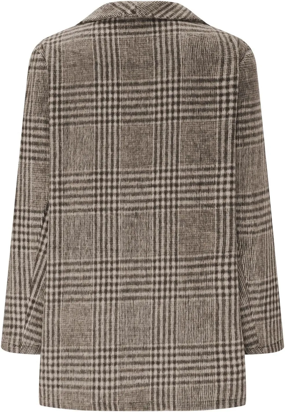 Womens Plaid Wool Coats Mid Length Long Sleeve Lapel Button Down Fleece Jacket Fall Winter Casual Fashion Outerwear