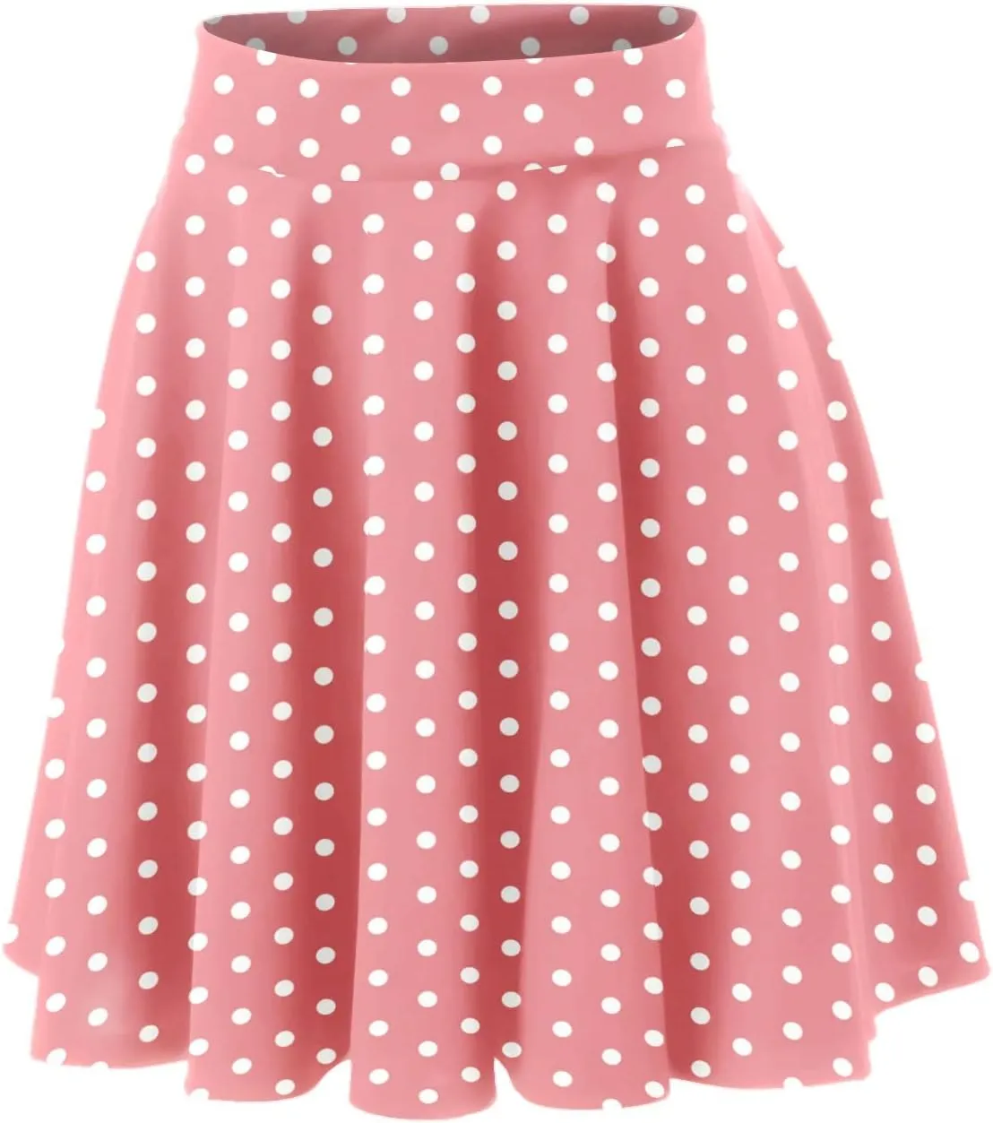 Women's Polka Dot Mini Skirts Casual Elastic High Waisted A-Line Pleated Short Skirt Summer Lightweight Casual Flared Skirts