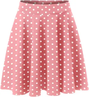 Women's Polka Dot Mini Skirts Casual Elastic High Waisted A-Line Pleated Short Skirt Summer Lightweight Casual Flared Skirts