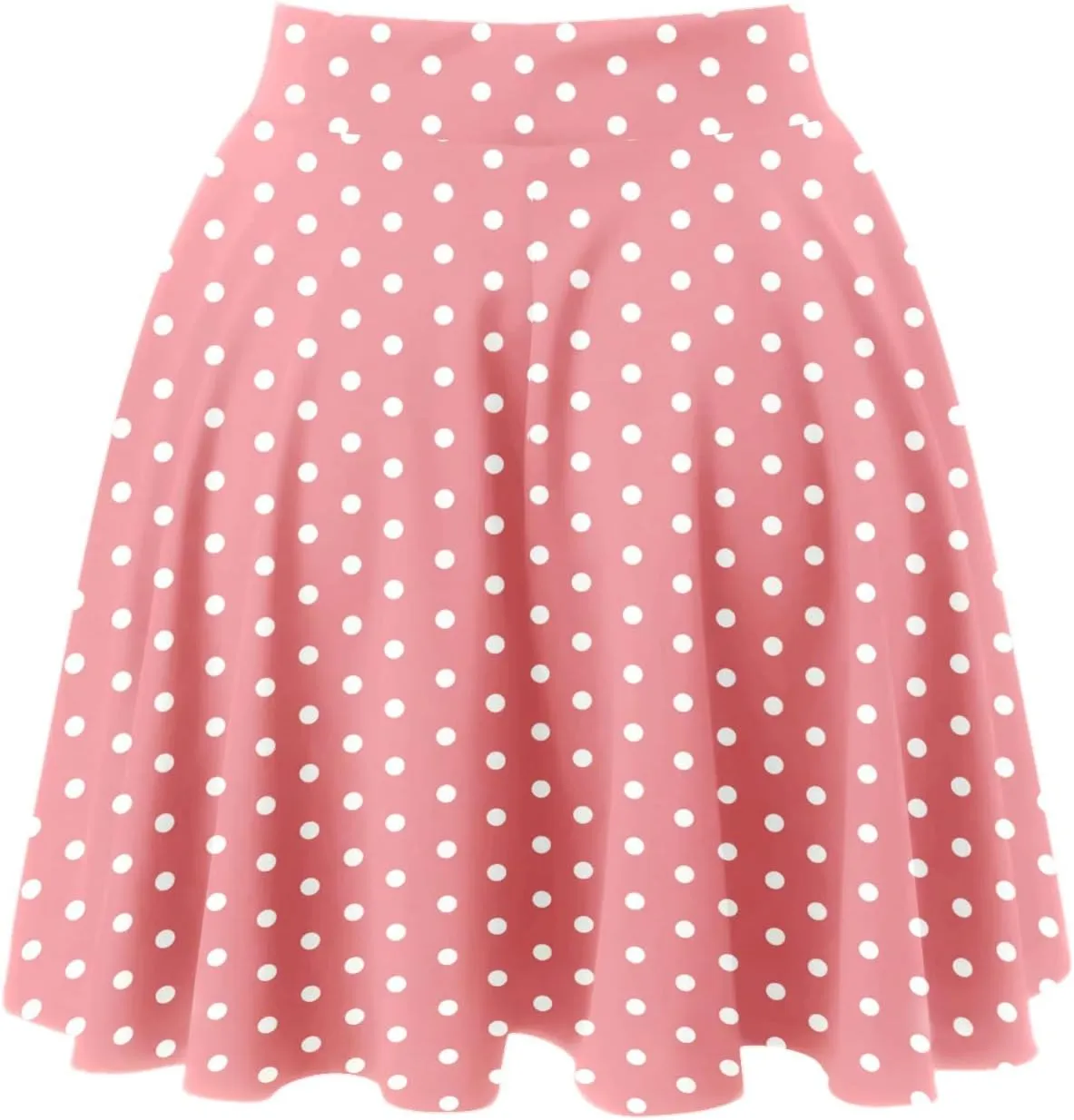 Women's Polka Dot Mini Skirts Casual Elastic High Waisted A-Line Pleated Short Skirt Summer Lightweight Casual Flared Skirts