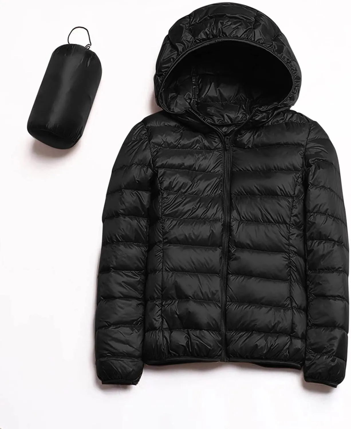 Womens Puffer Jacket 2024 Winter Warm Packable Down Jacket Lightweight Slim Fit Hooded Jacket Short Duck Down Coat