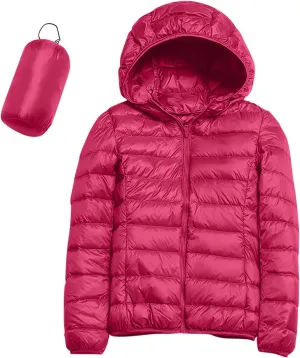 Womens Puffer Jacket 2024 Winter Warm Packable Lightweight Down Jacket Slim Fit Hooded Jacket Short Duck Down Coat for Travel
