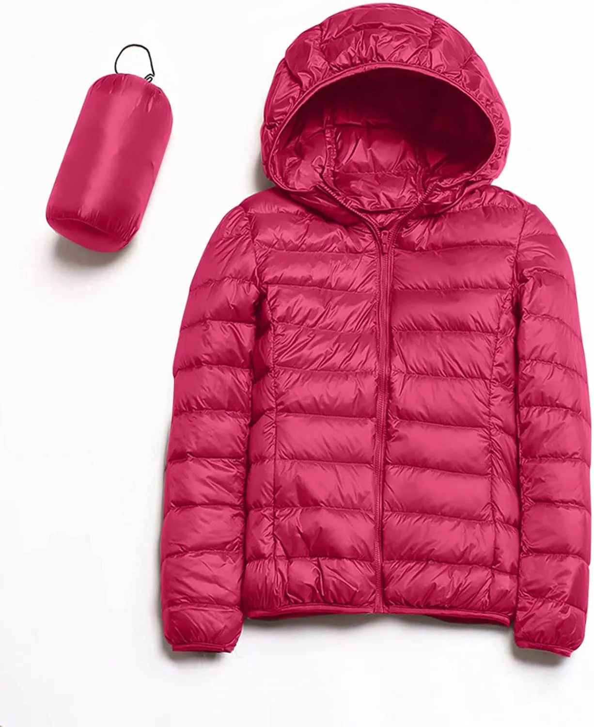 Womens Puffer Jacket 2024 Winter Warm Packable Lightweight Down Jacket Slim Fit Hooded Jacket Short Duck Down Coat for Travel