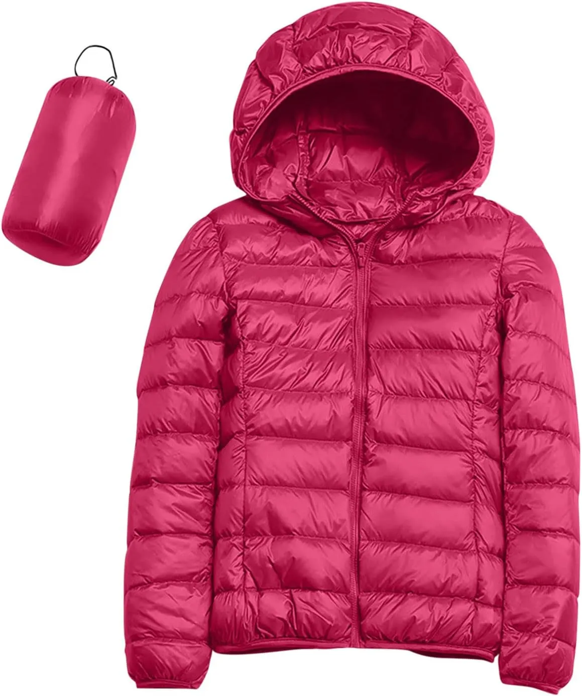Womens Puffer Jacket 2024 Winter Warm Packable Lightweight Down Jacket Slim Fit Hooded Jacket Short Duck Down Coat for Travel