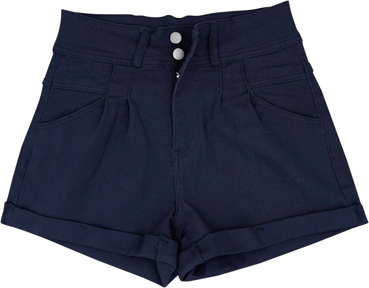 Womens Relaxed Fit Casual High Waist Pocketed Denim Shorts