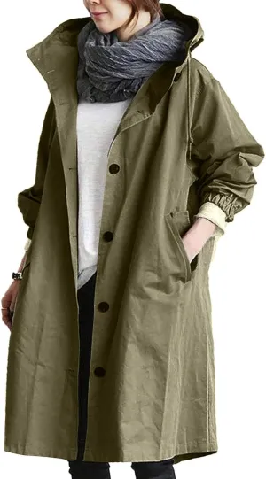 Womens Single Breasted Trench Coat Womens Elegant Windbreaker Wild Winter Women'S Coat Lapel Button Down Pedcoat