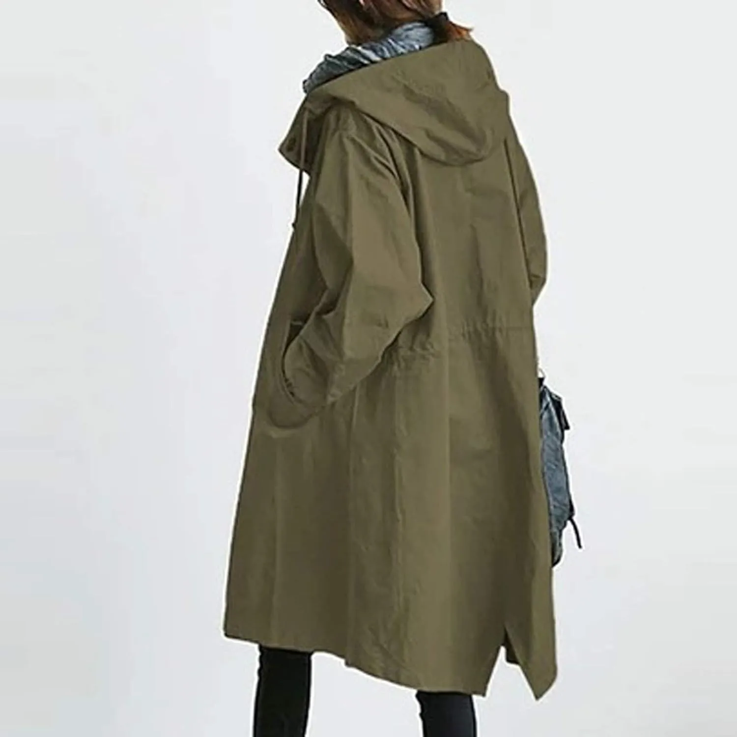 Womens Single Breasted Trench Coat Womens Elegant Windbreaker Wild Winter Women'S Coat Lapel Button Down Pedcoat