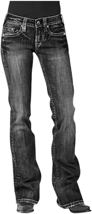Women's Skinny Jeans Stretchy Bell Bottom Bootcut Denim Pant Sexy Slimming Mid Waisted Flare Bottom Jeans