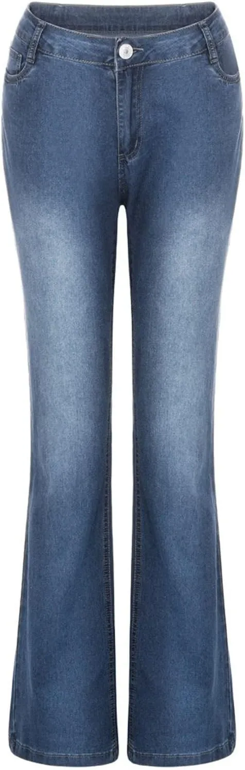 Women's Skinny Jeans Stretchy Bell Bottom Bootcut Denim Pant Sexy Slimming Mid Waisted Flare Bottom Jeans