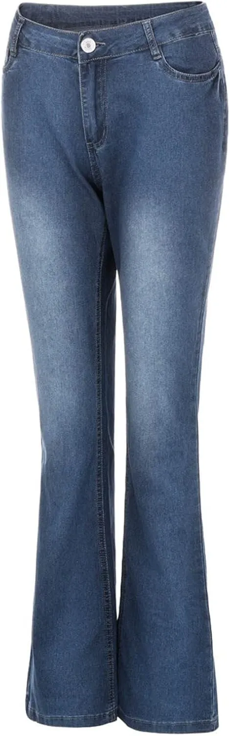 Women's Skinny Jeans Stretchy Bell Bottom Bootcut Denim Pant Sexy Slimming Mid Waisted Flare Bottom Jeans