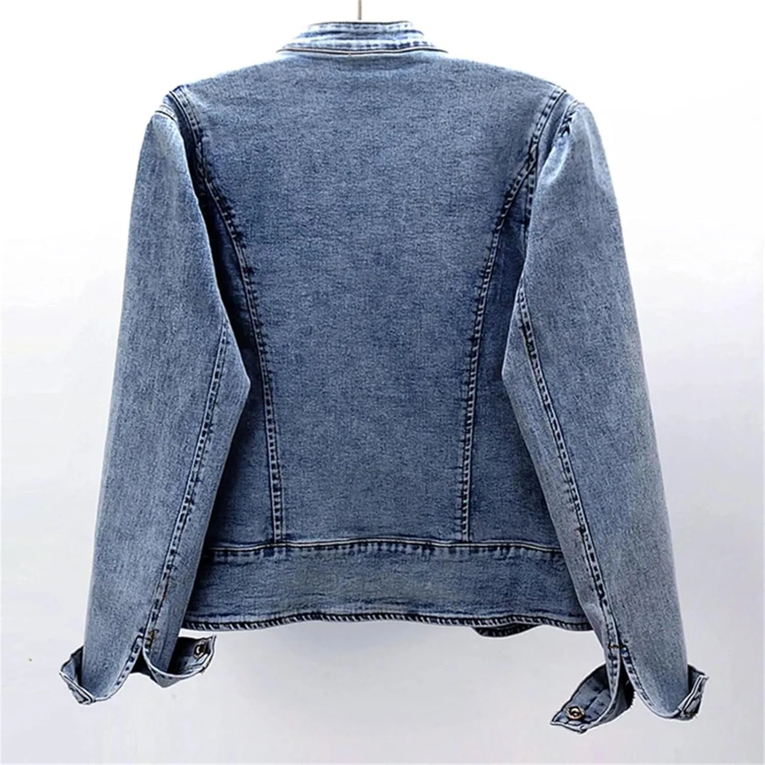 Women's Spring Embroidered Denim Jacket For Women Stretch Short Denim Coat Classic Jean Trucker Jacket