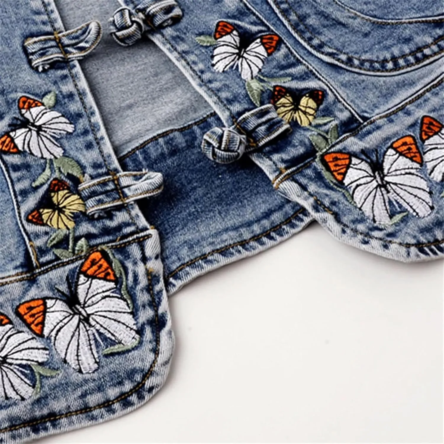 Women's Spring Embroidered Denim Jacket For Women Stretch Short Denim Coat Classic Jean Trucker Jacket